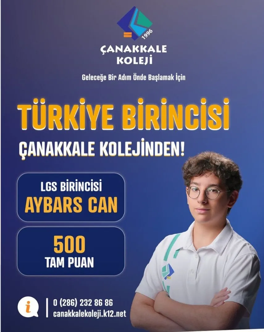 ÇANAKKALE KOLEJİ 2025 LGS GURURU: TÜRKİYE BİRİNCİLİĞİ VE BÜYÜK BAŞARI!